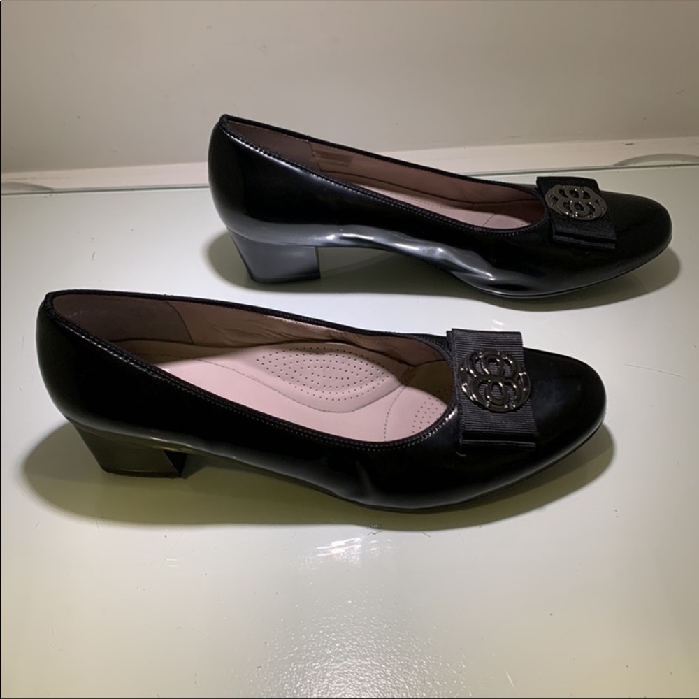 Ara 1 3/4 Black Patent Heels.